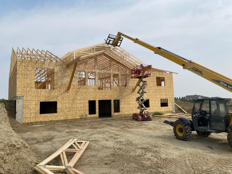 Custom home framing in progress